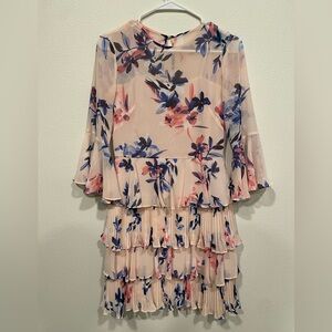 Eliza J Bell Sleeve Tiered Dress Floral Blush